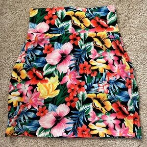 PINK Floral Tropical Print Skirt